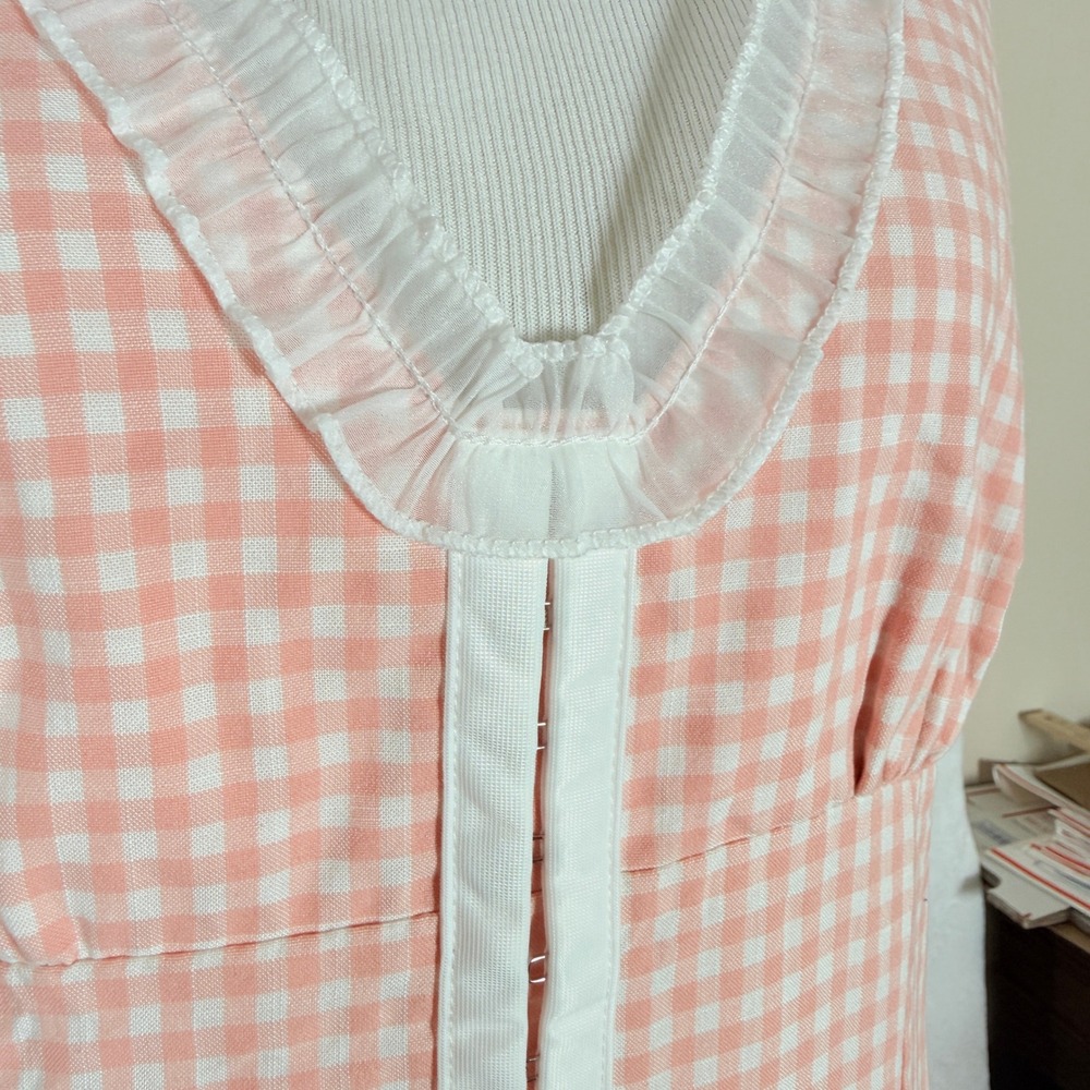 Cider Pink Gingham Halter Mini Dress Ruffle Fit Flare Viscose NWT Large Coquette - Picture 6 of 8